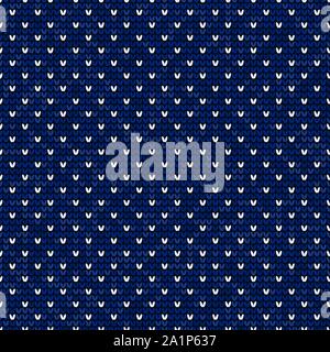 Blau und Weiß stricken nahtlose Muster Hintergrund Vektor Stock Vektor