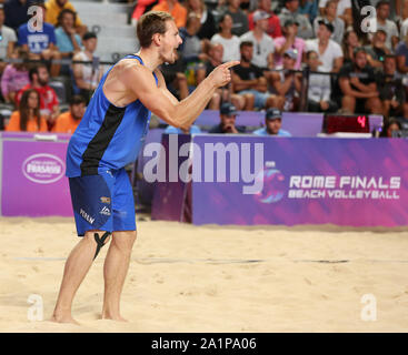 Rom, Italien, 06.September: Perusic und Schweiner für Tschechien in Aktion gegen Rossi und Carambula für Italien während der Runde 16 Spiel der FIVB Beach Volleyball World Tour Finals 2019 im Foro Italico in Rom, Italien Stockfoto