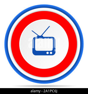 Tv runden Symbol, Rot, Blau und Weiß französisches Design Illustration für Web, Internet und mobile Anwendungen Stockfoto