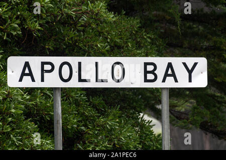 Ein willkommenes Zeichen nach Apollo Bay an der Great Ocean Road in Victoria, Australien Stockfoto