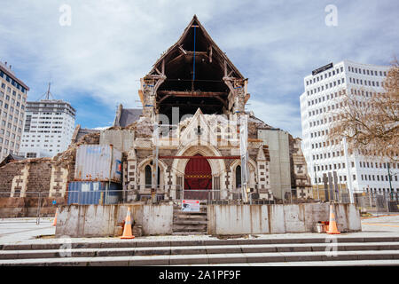 Die Christchurch Cathedral an einem sonnigen Tag in Neuseeland Stockfoto