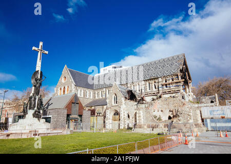 Die Christchurch Cathedral an einem sonnigen Tag in Neuseeland Stockfoto