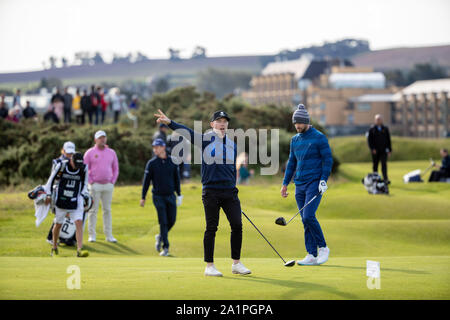 Ronan Keating auf der 5-T-Stück am Tag drei der Alfred Dunhill Links Championship St Andrews. Stockfoto