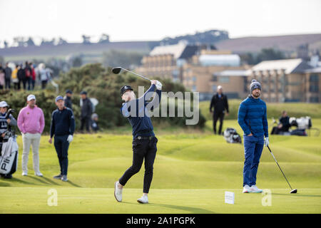 Ronan Keating auf der 5-T-Stück am Tag drei der Alfred Dunhill Links Championship St Andrews. Stockfoto