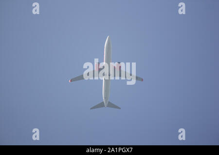 Chiangmai, Thailand - 22. September 2019: HS-LUK Boeing 737-800 der Thai lionair Airline. Von Chiangmai Flughafen in Bangkok. Stockfoto