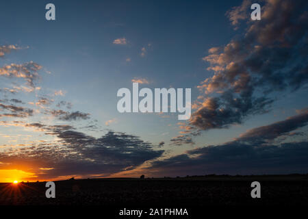 Eine September Sonnenuntergang in der Polk County, Iowa. Stockfoto