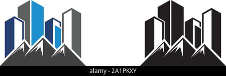 Vektor Berg- und Outdoor Abenteuer Logo, Logo Vorlage. Minimalistische Landschaft Hügel/Berge Vector Logo, Stock Vektor