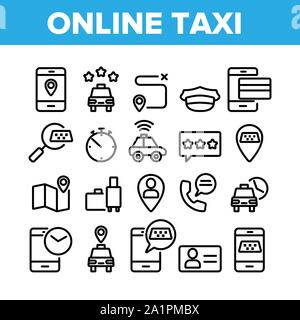 Online Taxi Sammlung Elemente Icons Set Vector Stock Vektor