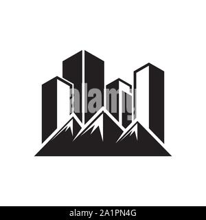 Vektor Berg- und Outdoor Abenteuer Logo, Logo Vorlage. Minimalistische Landschaft Hügel/Berge Vector Logo, Stock Vektor