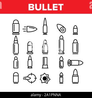 Bullet Munition Sammlung Icons Set Vector Stock Vektor