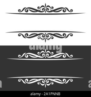 Vektor monochrome Grenzen für Ansagetext, schwarze und weiße Bilder der viktorianischen Stil für Hochzeit Titel, kunstvolle Dekoration mit blüht für busine Stock Vektor