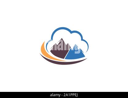Vektor Berg- und Outdoor Abenteuer Logo, Logo Vorlage. Minimalistische Landschaft Hügel/Berge Vector Logo, Stock Vektor