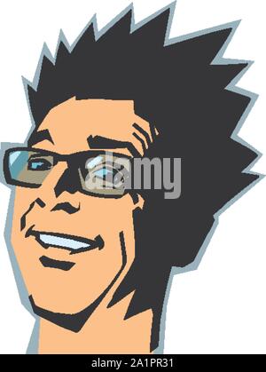 Lächelnde Menschen. freudige Emotionen comic Cartoon pop art retro Vektor illustration Zeichnung Stock Vektor