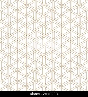 Nahtlose abstrakte Patten auf der Basis von japanischen Ornament kumiko. Silhouette mit goldenen dünnen Linien. Stock Vektor