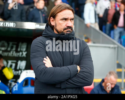 London, Großbritannien. 28 Sep, 2019. Norwich City Manager Daniel Farke während der Englischen Premier League zwischen Crystal Palace und Norwich City an Selhurst Park Stadium, London, England am 28. September 2019 Quelle: Aktion Foto Sport/Alamy leben Nachrichten Stockfoto