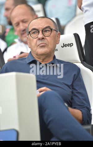 Allianz Stadion, Turin, Italien. 28 Sep, 2019. Serie A Fussball, Juventus Football Club versusSPAL; Maurizio Sarri, der Trainer von Juventus Turin Credit: Aktion plus Sport/Alamy leben Nachrichten Stockfoto