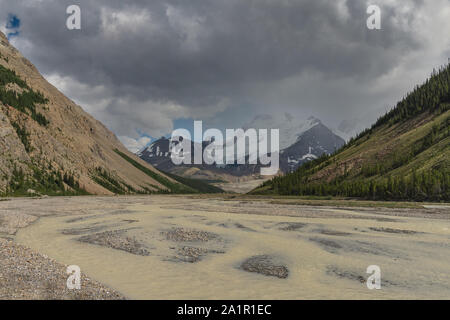 Sturm Ansatz die Athabasca Gletscher, Kanada Stockfoto