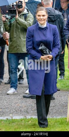 Stockholm, Schweden. 28 Sep, 2019. Kronprinzessin Victoria von Schweden an der Minnesmonumentet auf Djurgården in Stockholm, am 28. September 2019, die gedenkfeier von M/S EstoniaCredit: Albert Nieboer/Niederlande/Point de Vue |/dpa/Alamy Leben Nachrichten zu besuchen Stockfoto