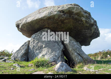 Chun Quoit, Alte Grabkammer, in der Nähe von Pendeen, Cornwall, Großbritannien Stockfoto