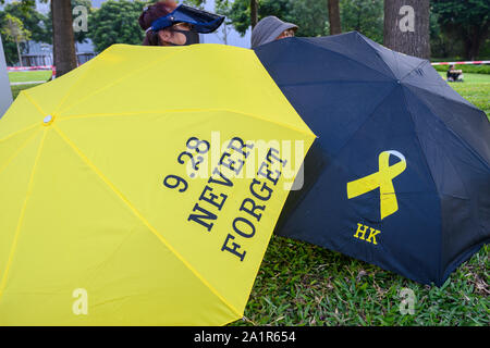 Tamar, Admiratly, Hongkong, 29. September 2019. Den fünften Jahrestag der Revolution. Zehntausende bei Tamar für eine Kundgebung der Anfang der Bewegung besetzen vor fünf Jahren zu markieren gesammelt. Stockfoto