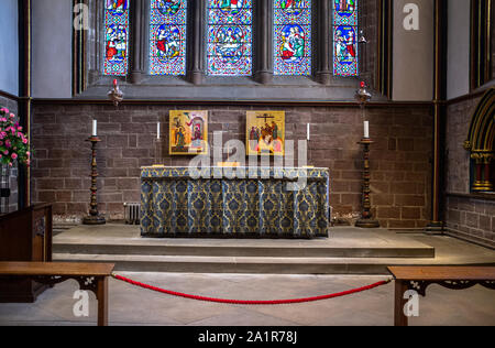 Der Altar in der Marienkapelle, Kathedrale von Chester, Chester, Cheshire, Großbritannien Stockfoto