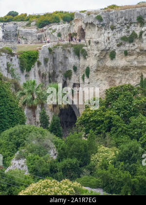 Alten Steinbruch um Syrakus, eine Stadt in Sizilien, Italien. Stockfoto