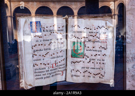 Quintanilla, Chorbuch, Terrasse im herzoglichen Palast von Lerma, Lerma, jetzt benutzt ein wie Parador, Provinz Burgos, Kastilien, Spanien Stockfoto