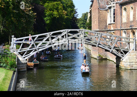 Cambridge, Großbritannien - 24 August, 2019: Mathematische Brücke in Cambridge, Großbritannien Stockfoto