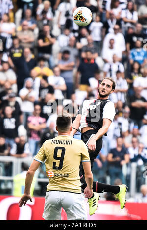 Turin, Italien. 28 Sep, 2019. Adrien Rabiot von Juventus Turin in der Serie A Fußballspiel zwischen Juventus Turin und Spal. Juventus Turin gewann 2-0 über Spal. Bei der Allianz Stadion, in Turin, Italien am 28. September 2019 (Foto von Alberto Gandolfo/Pacific Press) Quelle: Pacific Press Agency/Alamy leben Nachrichten Stockfoto