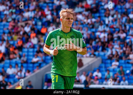 BARCELONA-SEP 22: Martin Odegaard spielt in der Liga Match zwischen RCD Espanyol und Real Sociedad San Sebastián am RCDE Stadion am 22. September 2019 in Bar Stockfoto