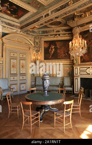 Salon Louis XIII. Château de Fontainebleau. / Der Salon Louis XIII. Schloss von Fontainebleau. Frankreich. Stockfoto