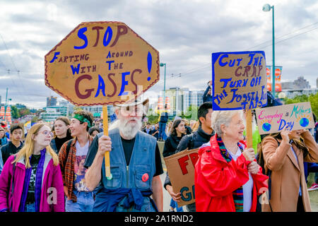 Sustainabiliteens, Jugend-led, das globale Klima Streik, Vancouver, British Columbia, Kanada Stockfoto