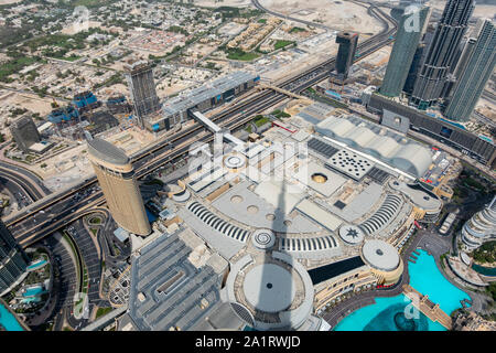 Blick auf Dubai aus dem Burj al-Khalifa, Vereinigte Arabische Emirate Stockfoto