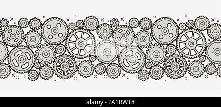 Zahnräder nahtloses Muster. Zahnräder, Mechanismus Vektor-Illustration Stock Vektor