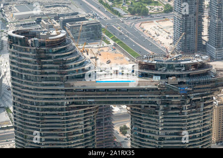 Ansicht des neuen Aufbaus in Dubai vom Burj al-Khalifa, Vereinigte Arabische Emirate Stockfoto