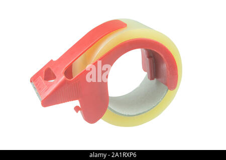 Klebeband auf einen weißen Hintergrund mit Freistellungspfad isoliert Stockfoto