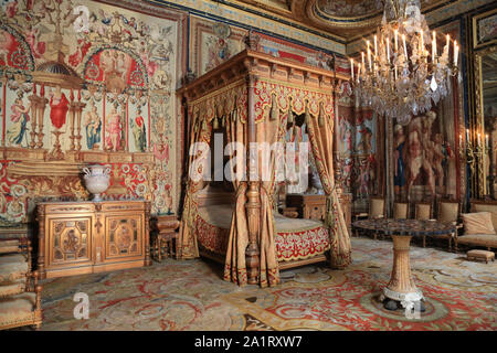 Chambre à coucher d'Anne d'Autriche. 1601-66. Epouse du roi Louis XIII. Château de Fontainebleau. Frankreich. Stockfoto