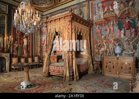 Chambre à coucher d'Anne d'Autriche. 1601-66. Epouse du roi Louis XIII. Château de Fontainebleau. Frankreich. Stockfoto