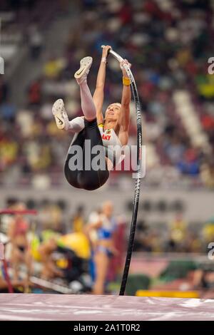 Doha, Katar. 27 Sep, 2019. Lisa RYZIH (Deutschland). Pole Vault's Frauen Qualifikation, am 27.09.2019 Leichtathletik WM 2019 in Doha/Katar, vom 27.09. - 10.10.2019. | Verwendung der weltweiten Kredit: dpa/Alamy leben Nachrichten Stockfoto