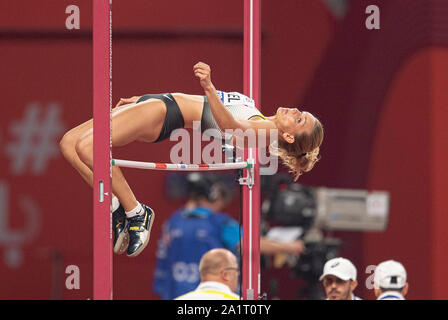 Doha, Katar. 27 Sep, 2019. Christina HONSEL (Deutschland) Förderung, Hochsprung Qualifikation von Frauen, 27.09.2019 Leichtathletik WM 2019 in Doha/Katar, vom 27.09. - 10.10.2019. | Verwendung der weltweiten Kredit: dpa/Alamy leben Nachrichten Stockfoto