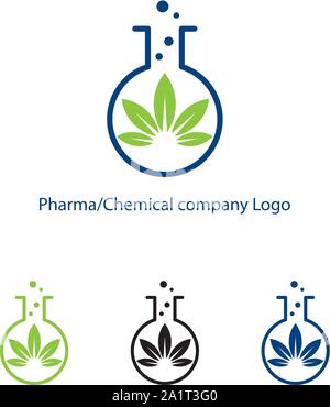 Vector Eco Lab mit Blatt und Flasche lab Logo Vorlage. Logo Gesundheit, medizinische, Natur Lab oder Apotheke der Natur, Eco Lab Symbol logo isoliert. Stock Vektor