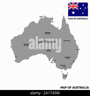 Karte von Australien mit Flagge. Australische Infografik. Stockfoto