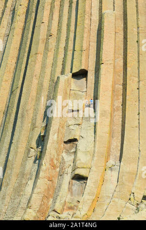 Kletterer auf der Devils Tower in der Nähe von Hulett, Wyoming Stockfoto