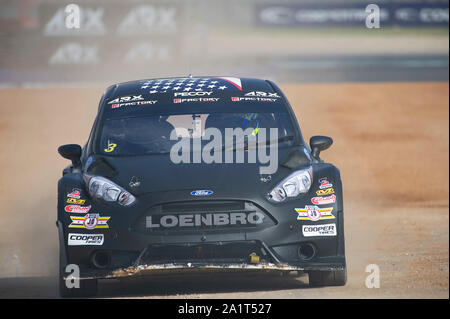 Austin, USA. 28 Sep, 2019. September 28, 2019: Travis Pecoy #03 mit team Loenbro Motorsports in Aktion während der ARX-Praxis in Amerika Rallycross, Stromkreis des Nord- und Südamerika. Austin, Texas. Credit: Cal Sport Media/Alamy leben Nachrichten Stockfoto