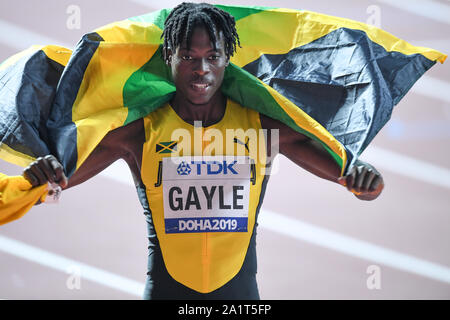 Tajay Gayle (Jamaika) gewinnt die Goldmedaille im Long Jump Men Finale. IAAF Leichtathletik-Weltmeisterschaften, Doha 2019 Stockfoto