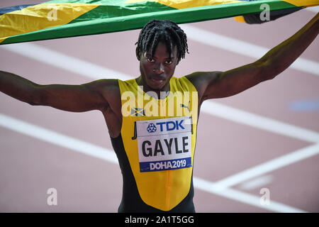 Tajay Gayle (Jamaika) gewinnt die Goldmedaille im Long Jump Men Finale. IAAF Leichtathletik-Weltmeisterschaften, Doha 2019 Stockfoto