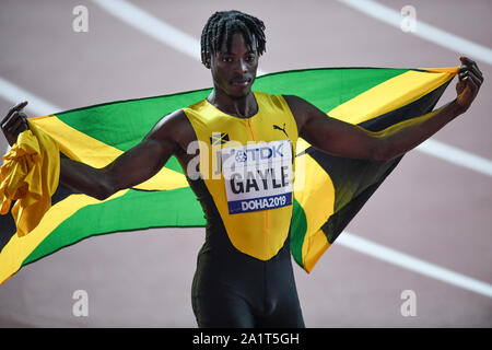 Tajay Gayle (Jamaika) gewinnt die Goldmedaille im Long Jump Men Finale. IAAF Leichtathletik-Weltmeisterschaften, Doha 2019 Stockfoto