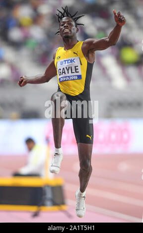 Tajay Gayle (Jamaika) gewinnt die Goldmedaille im Long Jump Men Finale. IAAF Leichtathletik-Weltmeisterschaften, Doha 2019 Stockfoto