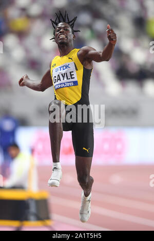 Tajay Gayle (Jamaika) gewinnt die Goldmedaille im Long Jump Men Finale. IAAF Leichtathletik-Weltmeisterschaften, Doha 2019 Stockfoto