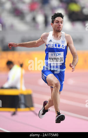 Miltiadis Tentoglu (Griechenland). Weitsprung Männer Finale. IAAF Leichtathletik WM, Doha 2019 Stockfoto